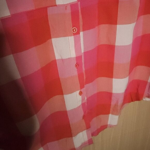 Westbound Pink White Plaid Relaxed Fit Button Down Large - Picture 3 of 6